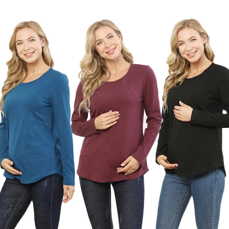 Autumn Long Sleeve Pregnancy Maternity Clothes Breastfeeding Tops For Pregnant Women Nursing Top Maternity T-shirt Free 260124