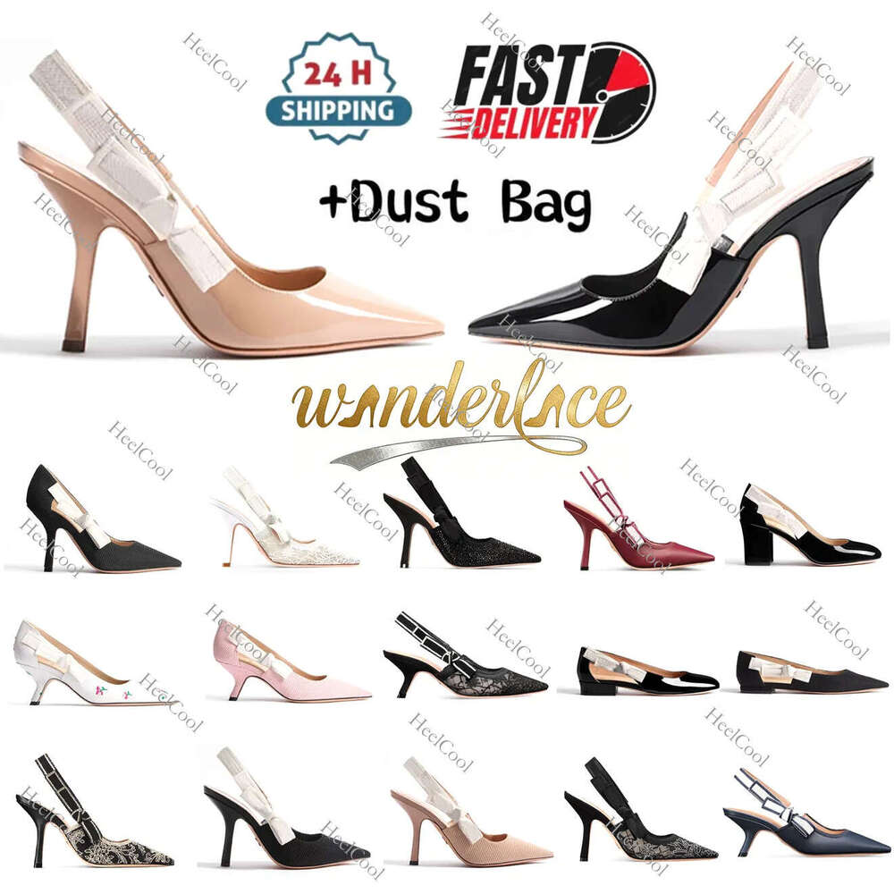 Women Mules Dress Shoes High Womens Designer Genuine Leather Pumps Lady Sandals Classic Style Wedding Slingback Heels Black Heel