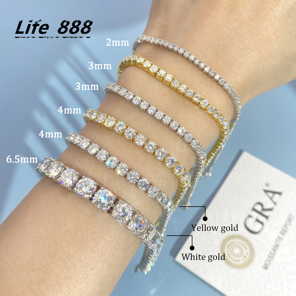 3mm 4mm 5mm Hip Hop Chain Bracelet Pass Diamond Tester Silver 925 Vvs Moissanite Tennis Chain Women Mens Bracelets