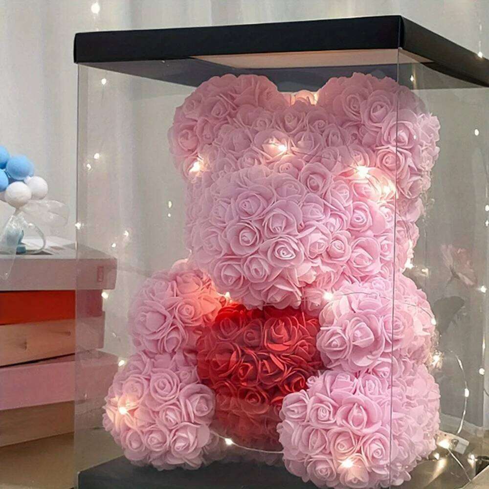 Women, 9.8in Mother's Rose Teddy Gifts for Women Mom, Artificial Flower Bear Valentine's Day Y260131
