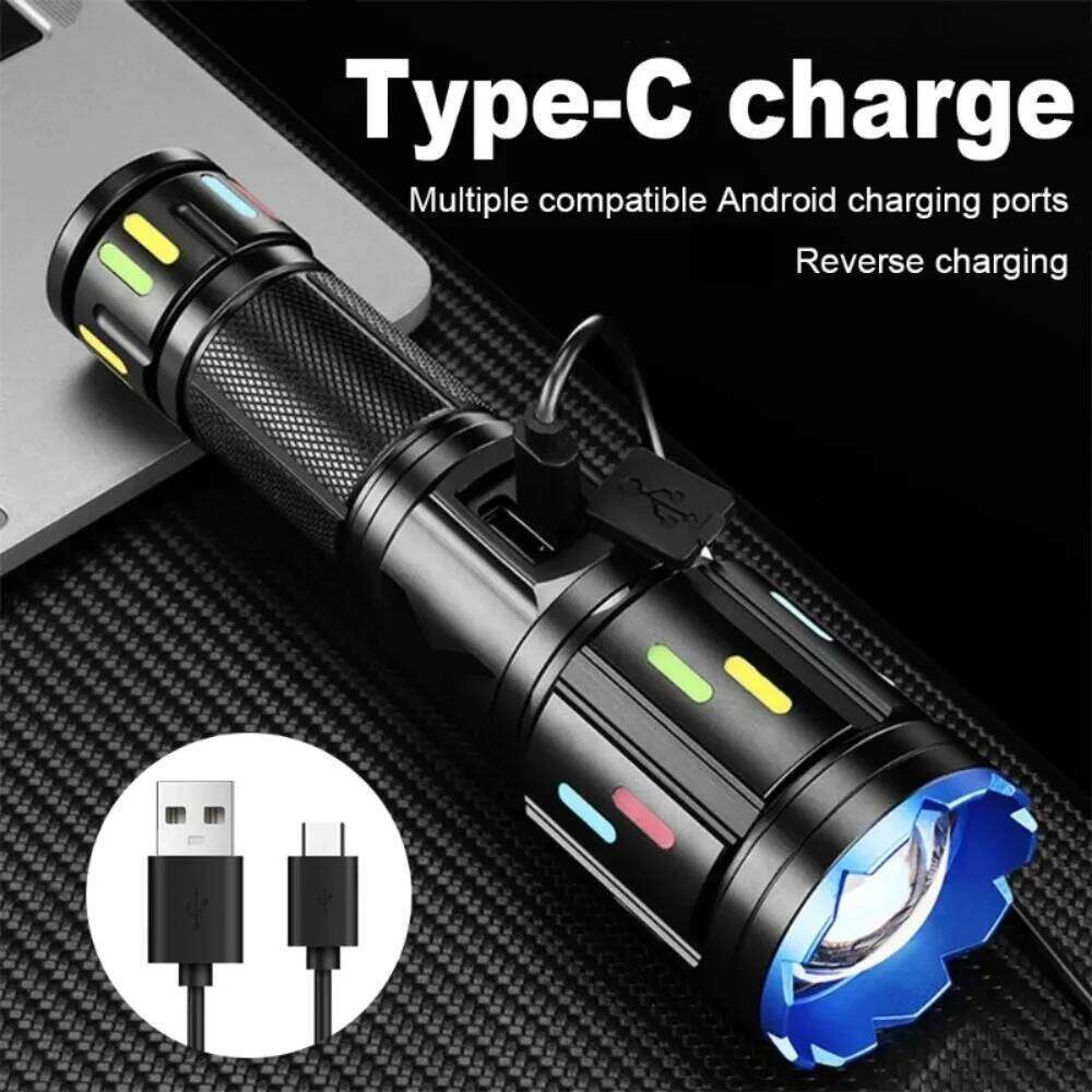 Super Bright White Laser LEDFlashlight Zoomable COB Fluorescent Strip Torch Power Bank Camping Lantern Outdoor Hiking Fishing H260131