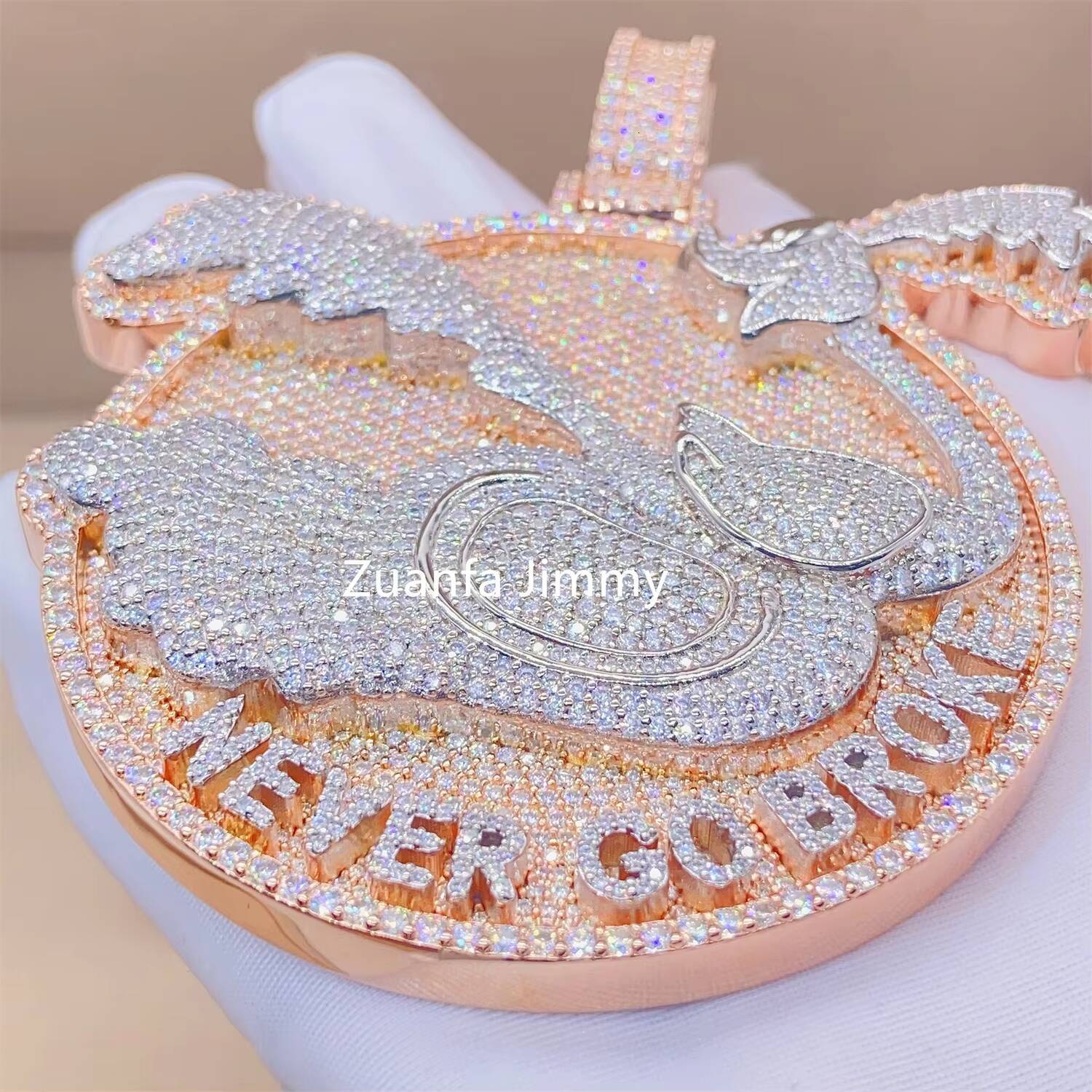 Customized Iced Out Jewelry Moissanite Diamonds Two Layered Hip Hop Jewelry 925 Silver Custom Pendant