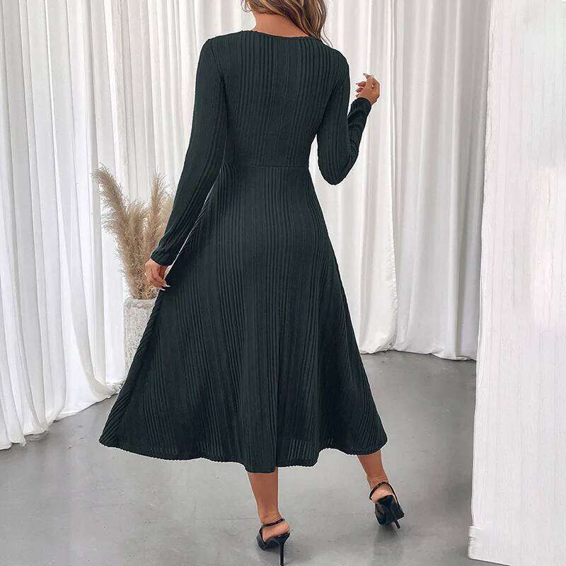 Autumn and Winter Elegant Casual Hollow Texture Slim Dress XJ260131