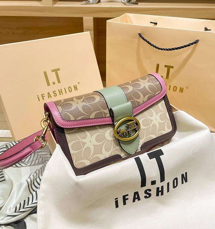 Women's handbag 2025 autumn/winter new fashionable contrasting color underarm bag, high-end feeling, carriage commuting shoulder