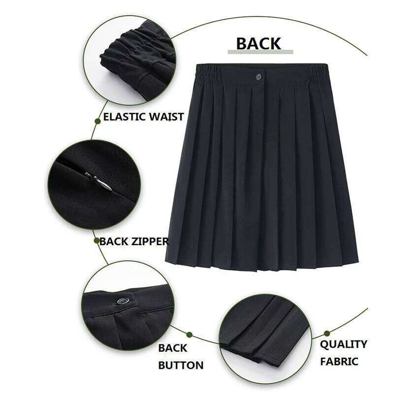 Preppy Black XS - 5XL Pleated Mini Skirt Short Women Summer Autumn Uniform High Waisted Skirts Knee Length Saia Feminina XJ260131