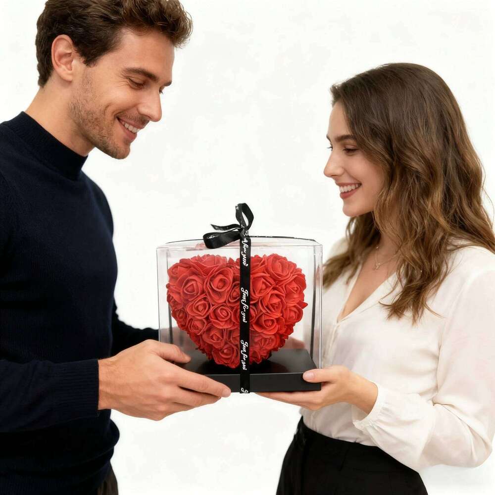 15cm Artificial Rose Flower Gift Box Valentine Mothers Day Wedding Decoration Romantic Home Decor Love Floral Arrangement Y260131