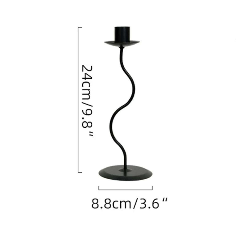 Black Iron Taper Candle Holder Tabletop Ornament for Mantle Fireplace Decor Y260131
