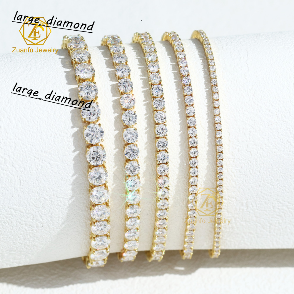 2026 Hot Sale Gold Plated 925 Silver D VVS1 Moissanite Tennis Chain Hiphop Style Moissanite Charm Bracelet Bangle