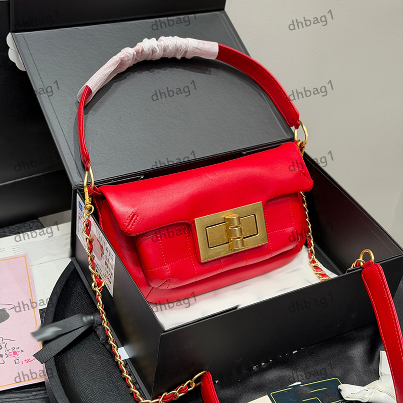 Hobo Underarm Bag Designer Womens Shoulder Bag Genuine Leather Checkered Pattern Large Gold Detachable Metal Chain Luxury Handbag Evening Makeup Sacoche 27cm