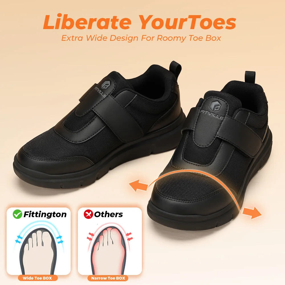 FitVille Diabetic Shoes Mens Extra Wide Width for Swollen Feet Neuropathy Diabetic Pain Relief Lightweight Walking Casual Shoes 260126