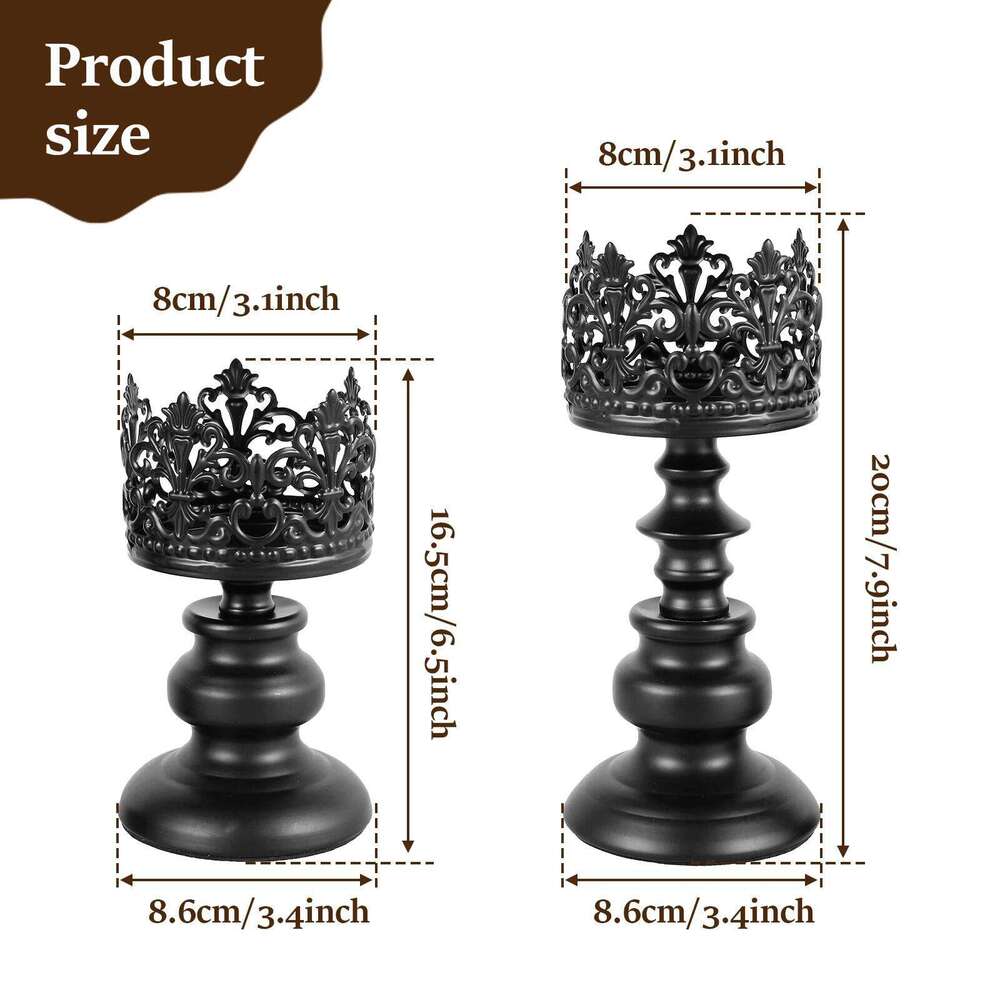 2Pcs Retro Europe Wedding Iron with Openwork Pattern Decoration Candle Holder for Home Restaurants Y260131
