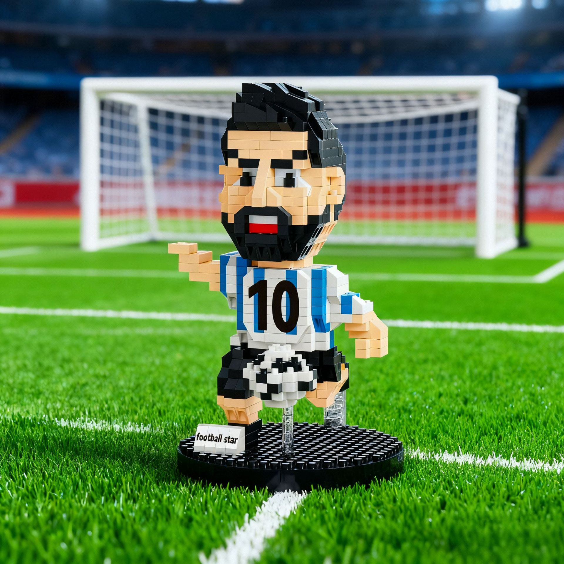 Cross-border new micro-particle building football player educational assembly toy creative display item model gift