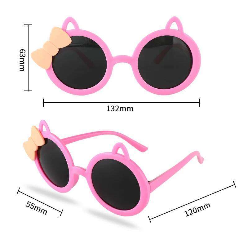 2023 New Children Cute Cartoon Bow Cat Ears Kids Outdoor Sun Protection Lovely UV400 Polarized Girls Boys Sunglasses H260130