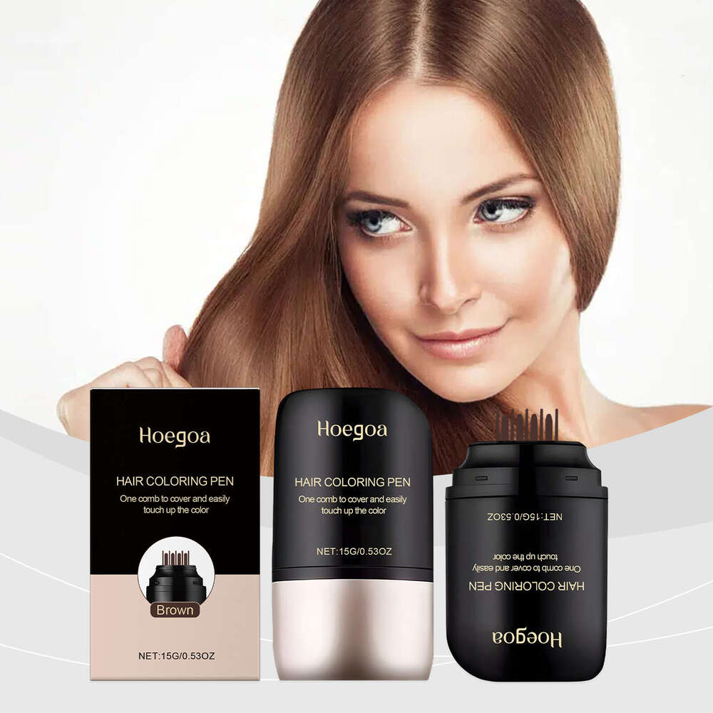 Hoegoa Brown Waterproof Pen Natural Coverage Gentle Hair Care Moisturizing Easy to Color Non-Damaging S260131