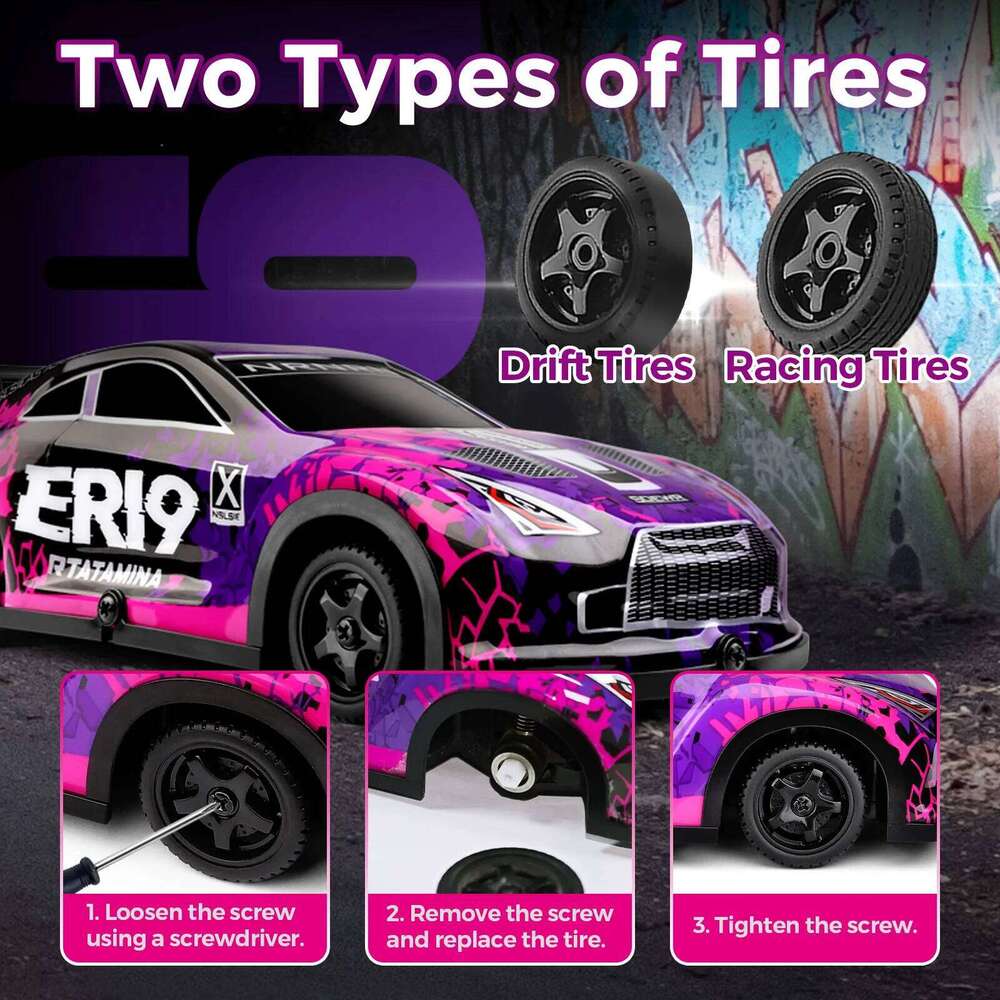 WLtoys 22206 4WD RC Car: 15+km/h High-Speed, 2-Speed, 2.4G Multi-Car Racing, LED Lights, 40min Run, w/Drift Tires & Cones Y260131