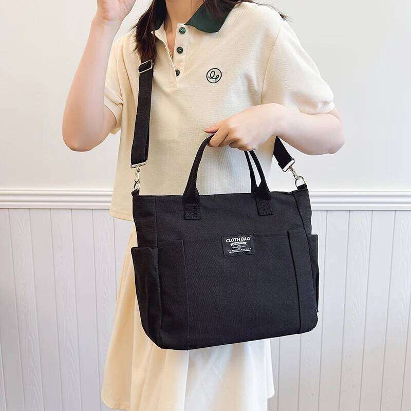 Women's Canvas Large Capacity Shoulder Minimalist Female Student Tote for Work Commuting Carrying Bag