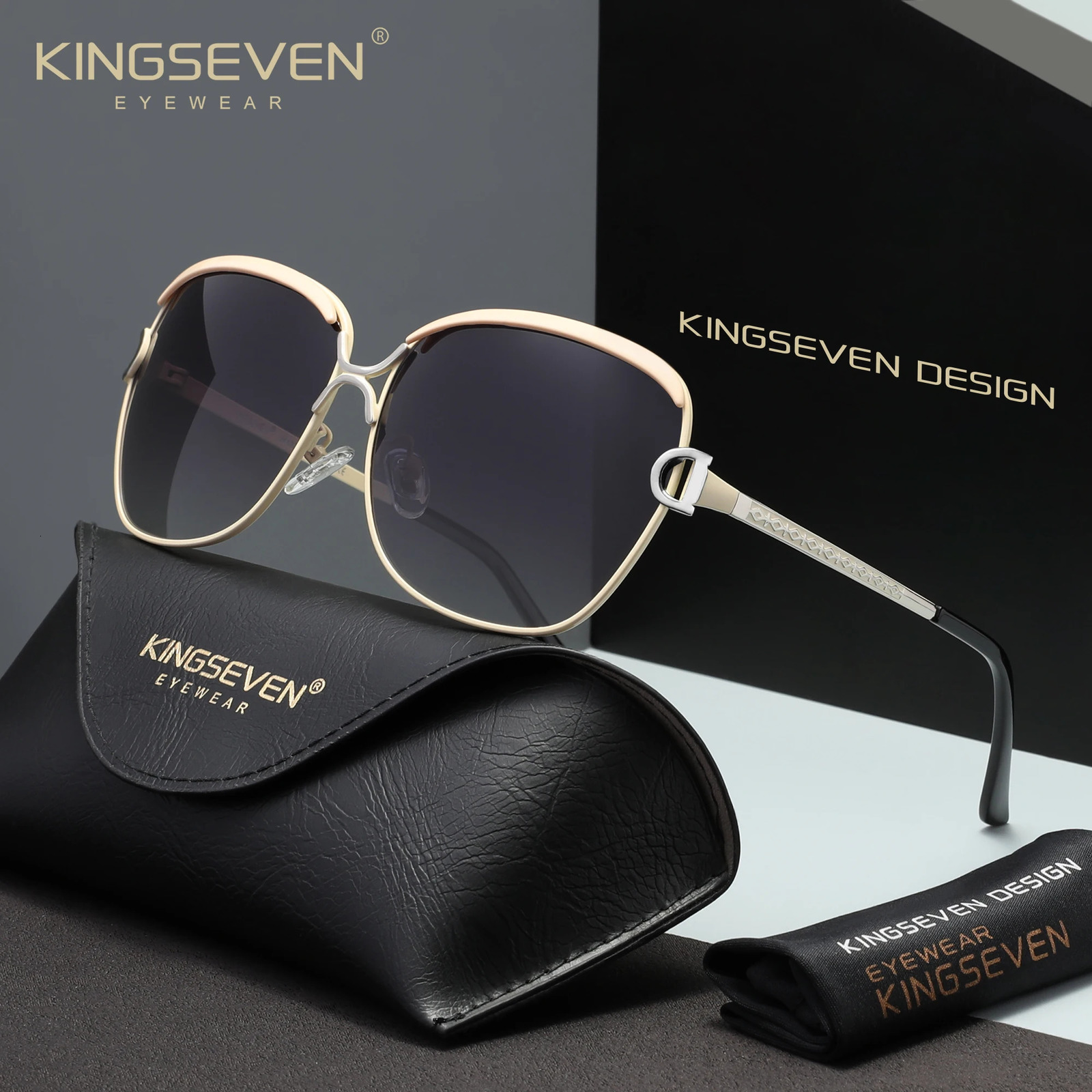 KINGSEVEN Fashion Women Sunglasses Polarized UV400 Female Squre Outdoor Glasses Casual Ladies Driving Large Frame Eyewear 260128