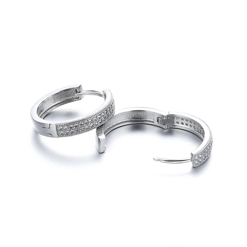 Buyee 925 Sterling Silver Female Hoop Earring White Zircon Earring for Women Fashion Classica Wedding Fine Jewelry Earring 260126