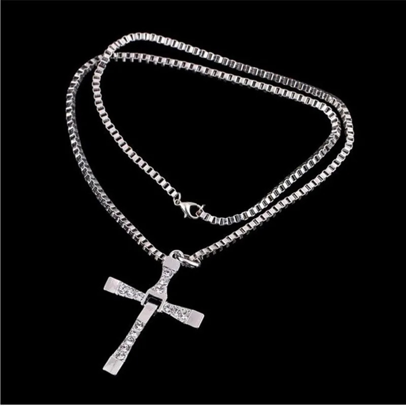 Sell The Movie Fast and Furious Pendant Necklace Dominic Toretto Cross Mens Pendants For Men Jewelry Crystal 260128