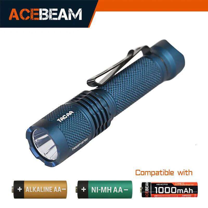 ACEBEAM Wide Voltage1.2V-4.2V Tactical Flashlight TAC AA2.0 Rechargeable LED Torch With Self Defense Strobe Mode Flashlights H260131
