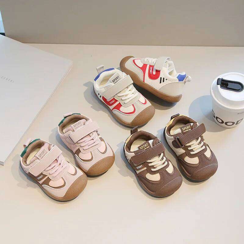 0-6 Years Children Casual Toddler Sneakers Soft PU Leather Kids Unisex Boys Girls Sport Running Shoes Pink, Brown Y260128