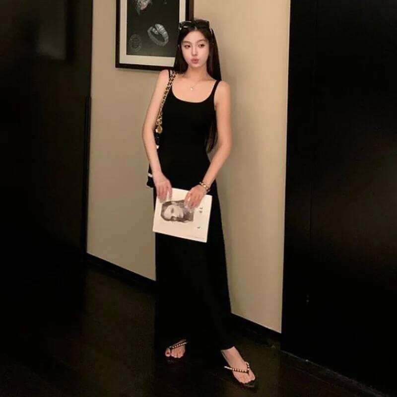 Women's Spaghetti Strap Elegant Black Off Shoulder Bodycon Maxi Dress Woman Sexy Outfits Party Club Birthday Dresses XJ260225