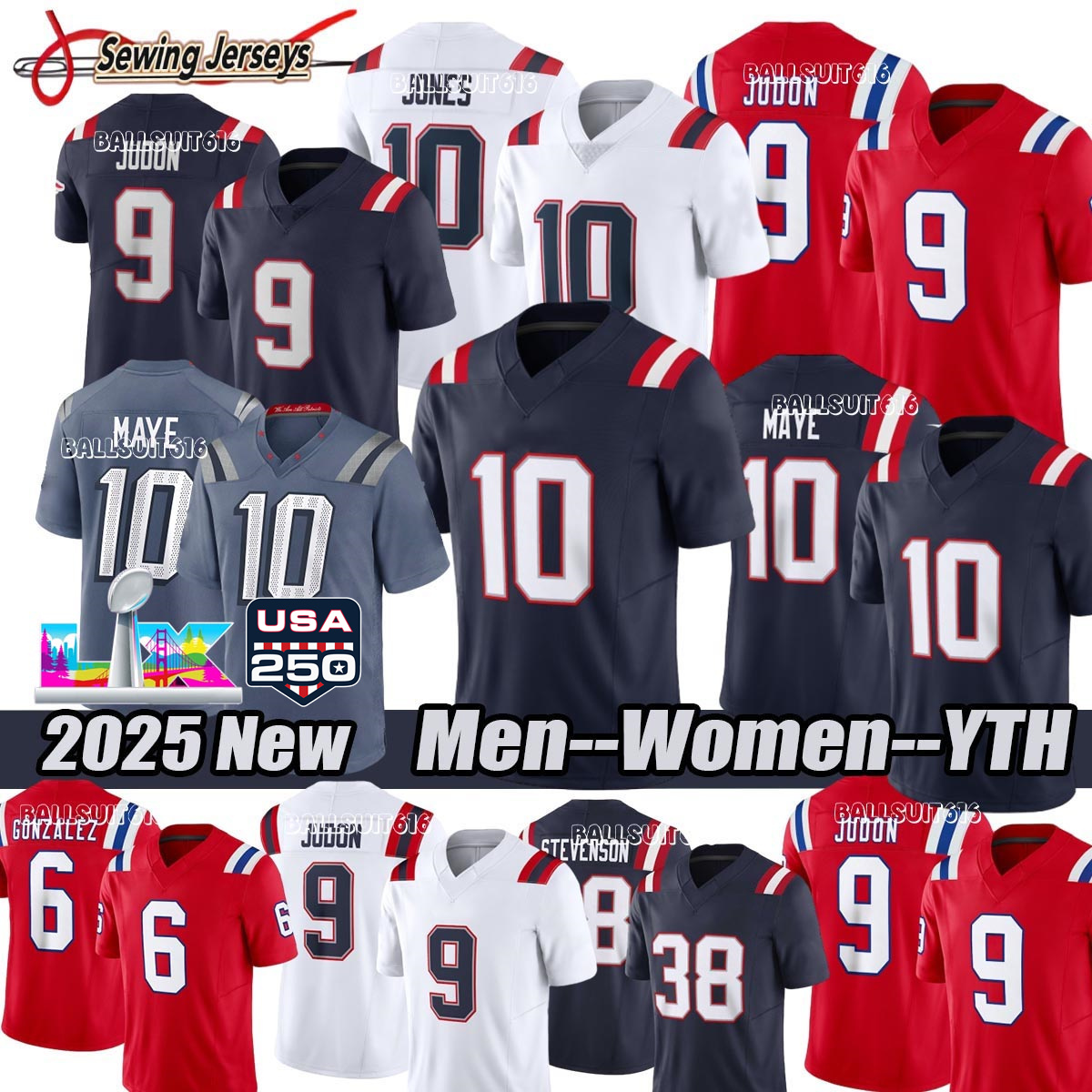 38 Rhamondre Stevenson jersey 14 Jacoby Brissett 2 K.J. Osborn patriotes Football Jersey Tyquan Thornton 77 Chukwuma Okorafor 64 Robinson Onwenu jersey man