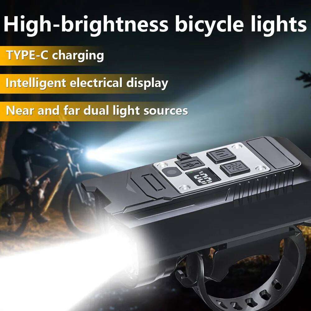 High Brightness Night 9LED Strong Light Flashlight Riding Equipment Type-C Charging Outdoor Lantern for Bicycle H260131
