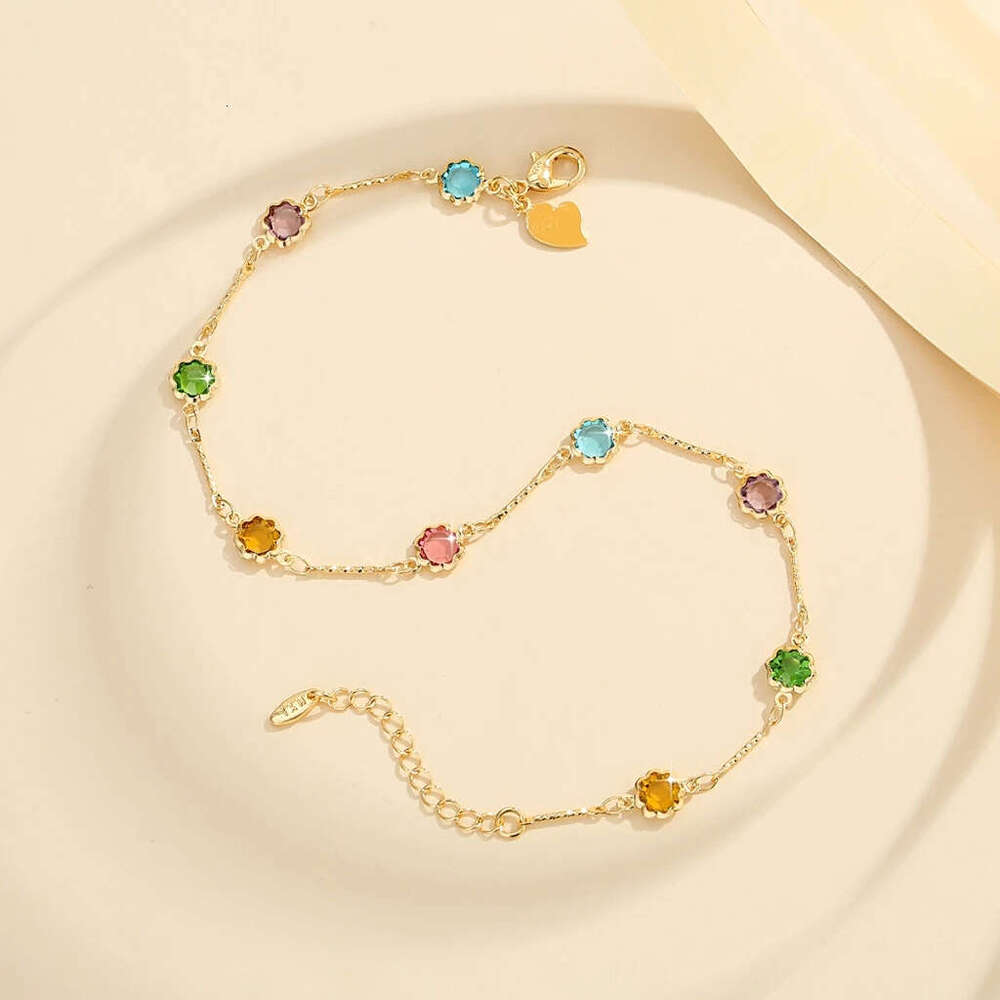 Cross-Border European and American Hot-Selling with Colorful Diamonds Dopamine Ins Style Lace Anklet Chain Creative Fashion Jewelry for Women