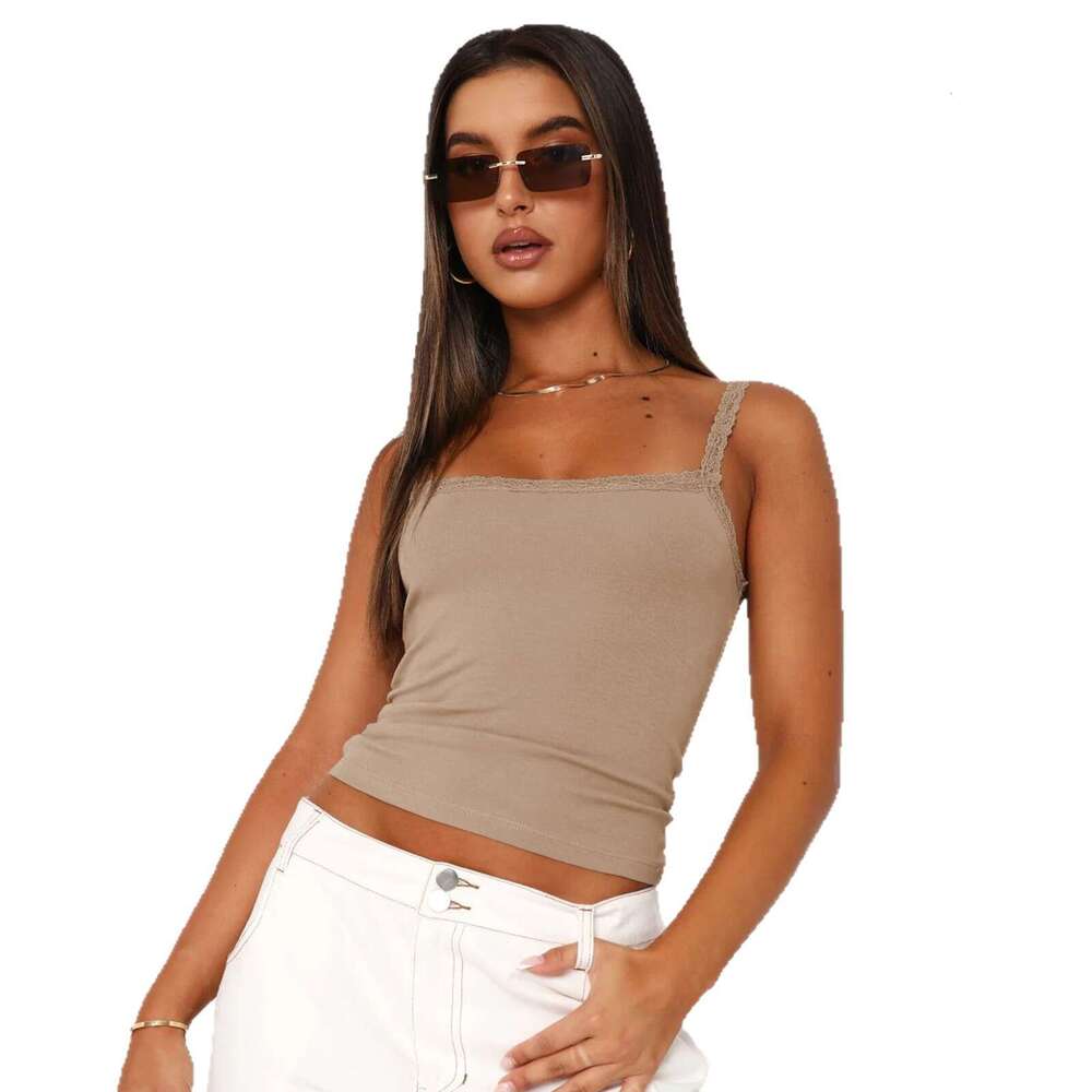Cross-Border Spring Summer New Lace Trim Pure Desire Camisole European and American Slim Fit Base Layer Women's Sexy Hot Girl Top Wearable Outsid