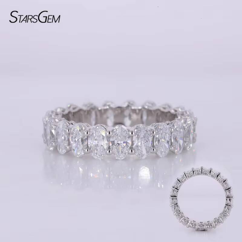 3x5MM DEF VVS VS Oval EX Cut Loose Diamond Starsgem Wedding Engagement Eternity Band 10K Gold 14K HPHT CVD Lab Diamond Ring