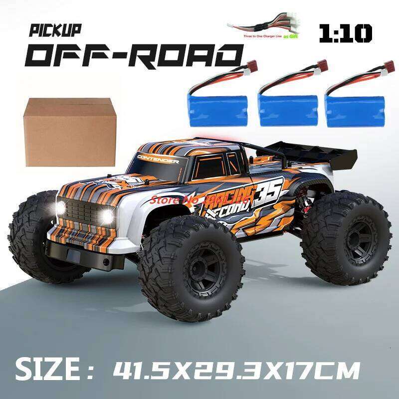 2.4G 4WD Large 1:10 Drift 70KM/H Speed Alloy Material High Lighted LED Rubber Tires RC Racing Car Toy Gifts Y260131