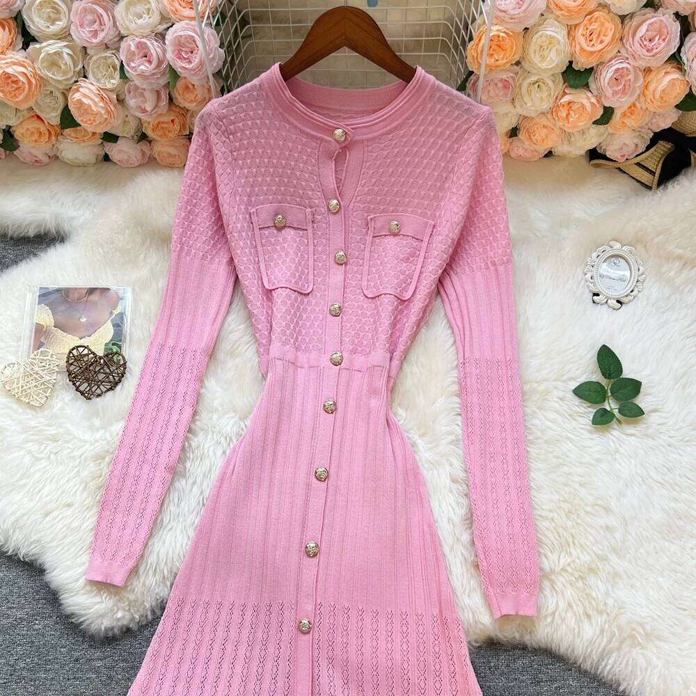 YuooMuoo Women 2025 New Autumn Winter Fashion Long Sleeve Single-breasted A-line Maxi Dress Elegant Office Lady Vestidos XJ260131