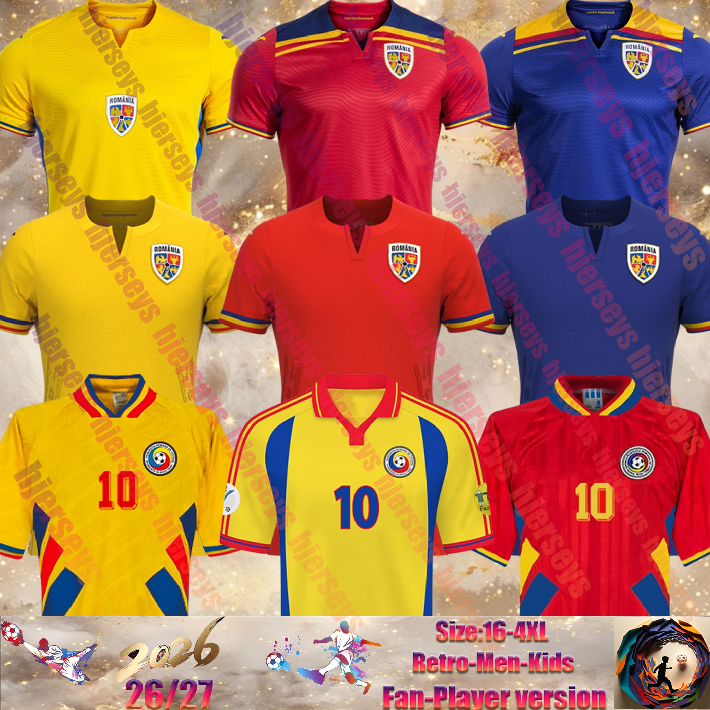 23 24 25 26 National Team Romania 1994 2000 2025 STANCIU Soccer Jerseys Euro Cup DRAGUS MARIN MAN 9 PUSCAS 2 RATIU 1 NITA 17 COMAN 10 HAGI RACOVITAN Men Football T-Shirt Kit