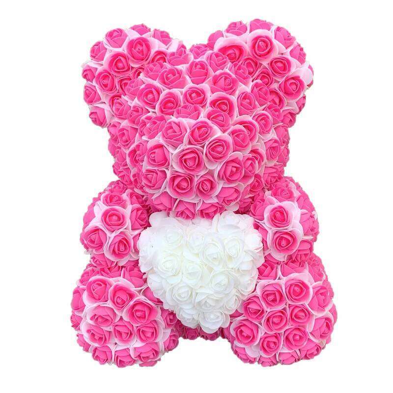 Double Color 25/40cm Teddy Heart Artificial Flower Rose Bear For Women Valentine's Wedding Birthday Christmas Gift Y260131