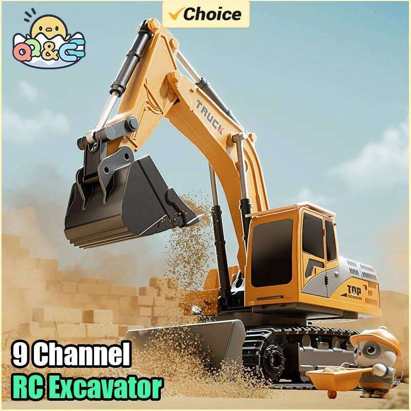 Alloy Remote Control Toy Car with Lights Sound Effect Electric Excavator Automobile Engineering Vehicle Children Gifts Y260131