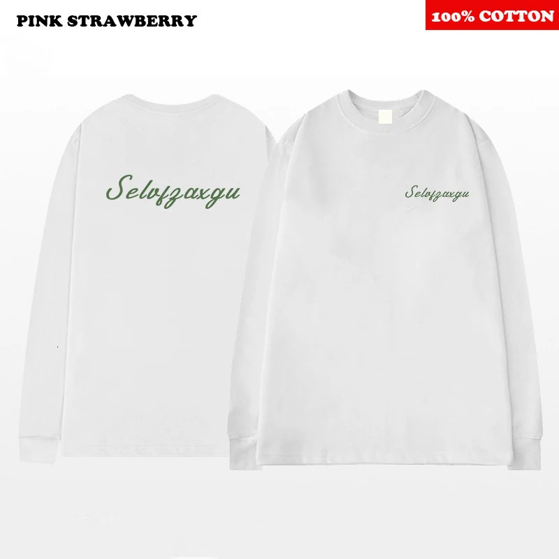 American Letter White T-shirt Men Autumn Winter 100 Cotton Long sleeves Sport Gym T-shirt Loose Y2k Top men clothing 260118