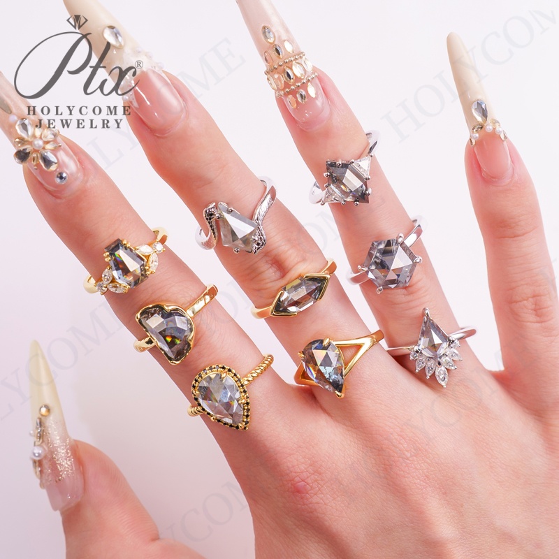 925 Sterling Silver Vintage Classic Gorgeous Gray Moissanite Ring for Women Engagement Wedding Luxury High Quality Fine Jewelry