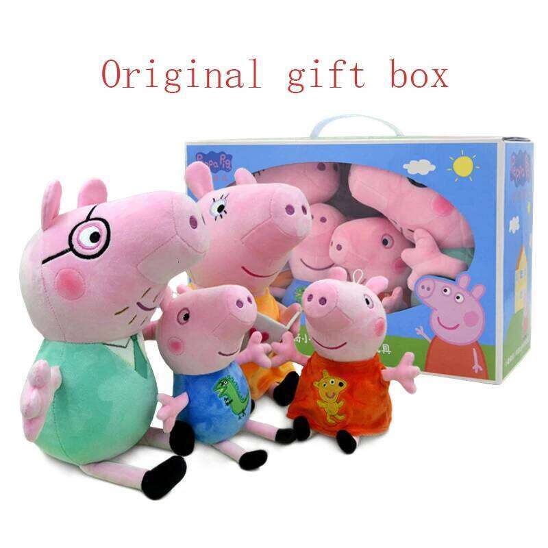 Original Peppa Pig George Holiday Party Decoration Kawaii Family of 4 Suit Plush Dolls Children's Toys Christmas Gift Z260131