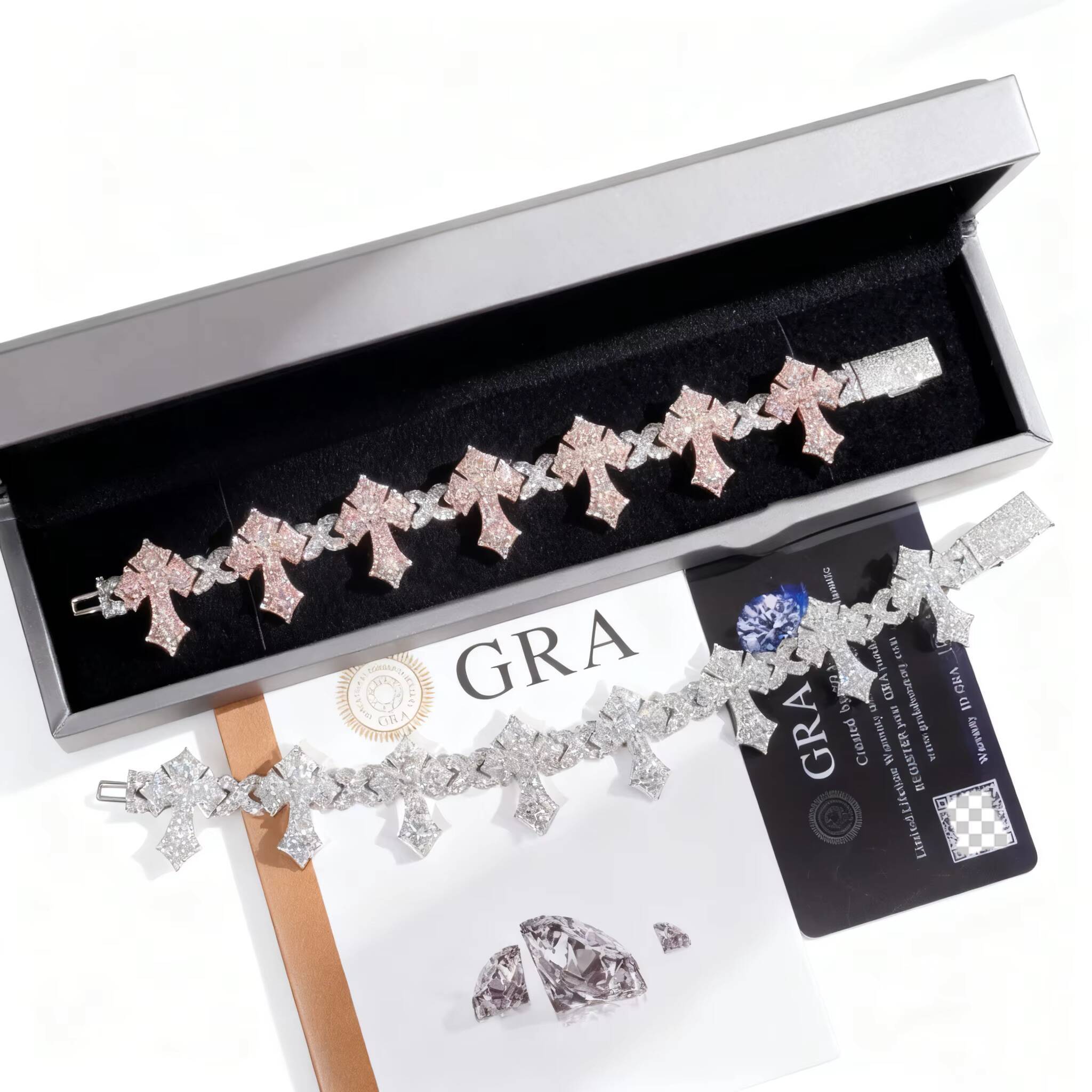 VVS Moissanite Cross Cuban Link Bracelet 925 Silver Fine Hip Hop Jewelry for Men GRA Certificated Custom Stylish Mens Bracelet