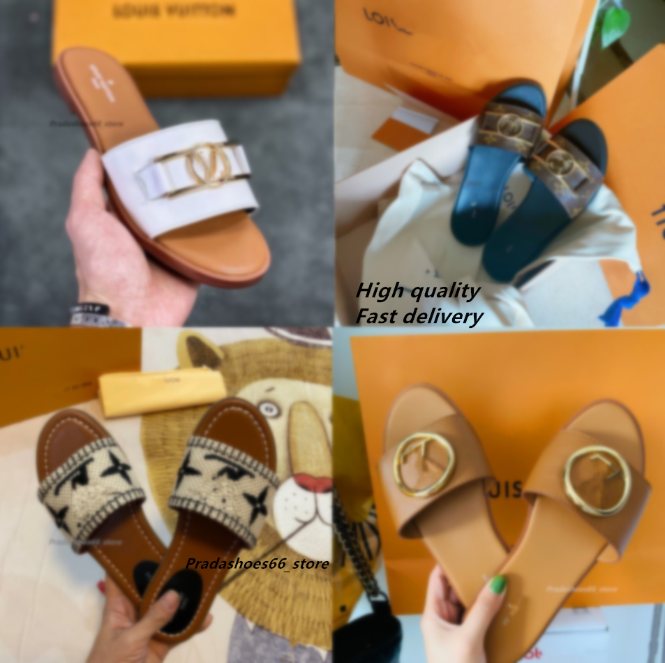 Luxury designer Slippers Women's Summer 2026 Woven lock Wearing Light Women Leisure Beach Holiday Sandals Embroidery Louiss Slide Women shoes WATERFRONT lvSlide