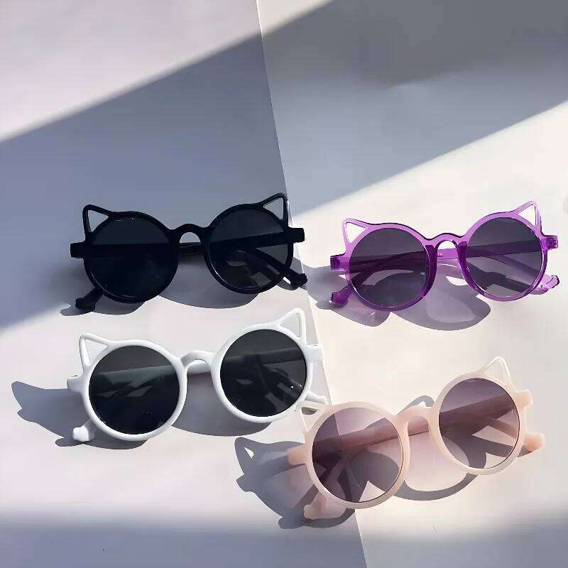 4pcs Cute and fashionable Cat's ears shaped children's glasses are suitable for daily wear H260130