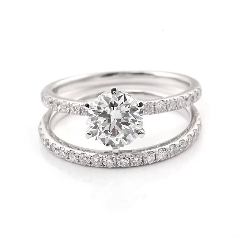 PT950 White Plated Ring Set 75mm VVS Gold/Silver Custom Jewelry Beautiful Fashion Gift for Women or Men