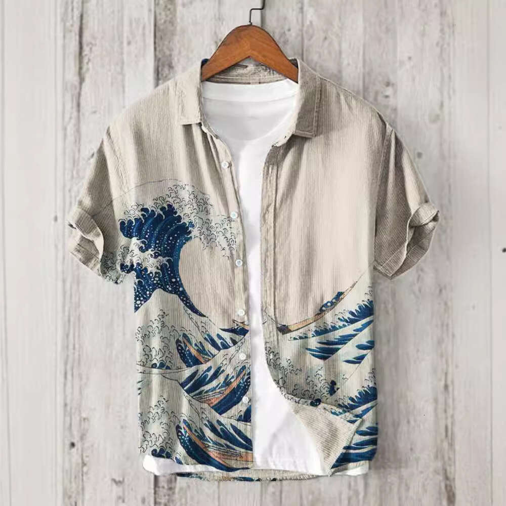 Hot-Selling Cross-Border Summer Chinese Style Digital Print Short-Sleeve Men's Stylish Comfortable Personality Shirt Luanyun Luanyun