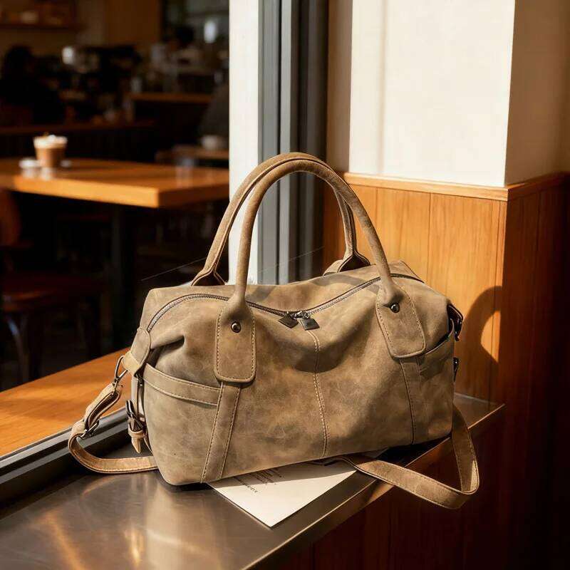 Large Capacity Women's Travel Handheld Vintage Minimalist Commuter Tote Single-Shoulder Crossbody Bag XJ260131