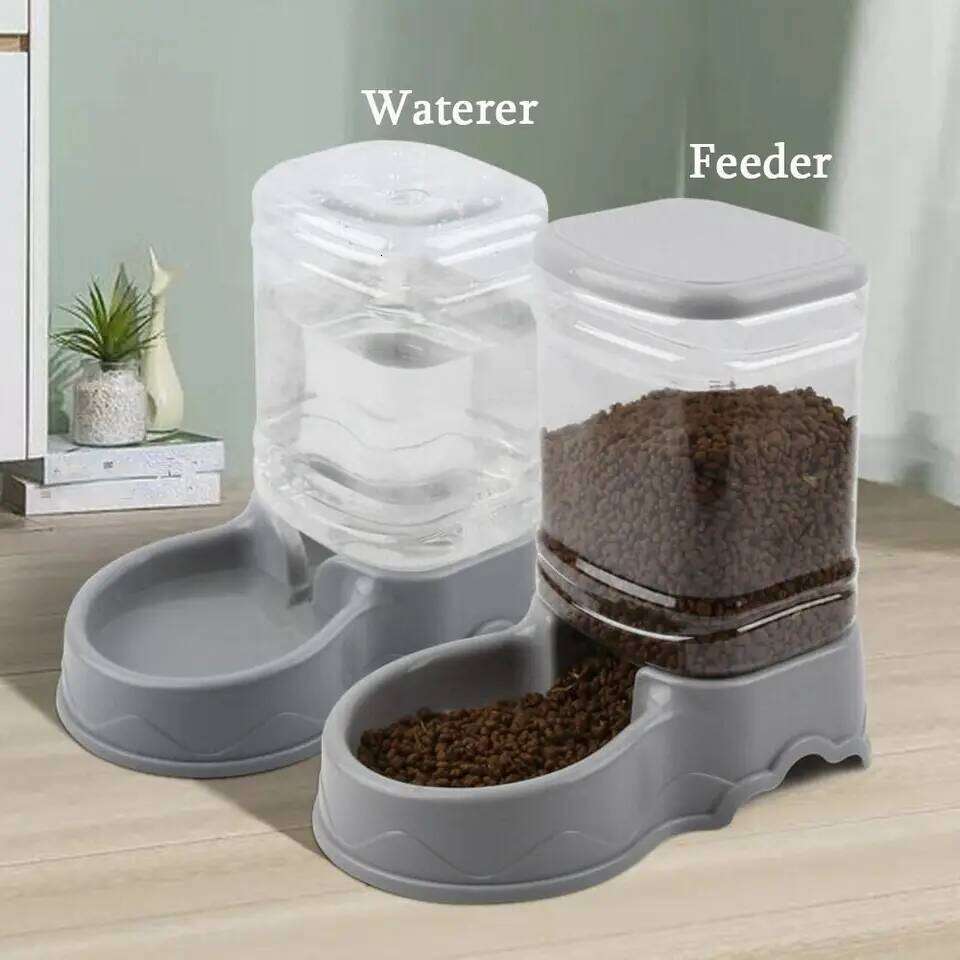 3.8L PP material feeder Water Fountain Drink Bowl Automatic Pet Feeder Large Cat Dog Food Dispenser 26W01131