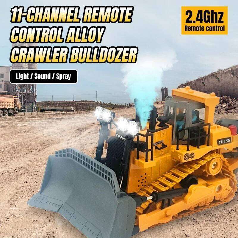 Vehicle Toy Remote Control Bulldozer with Metal Dozer Model Toys for Boys Kids Christmas Birthday Gifts Y260131