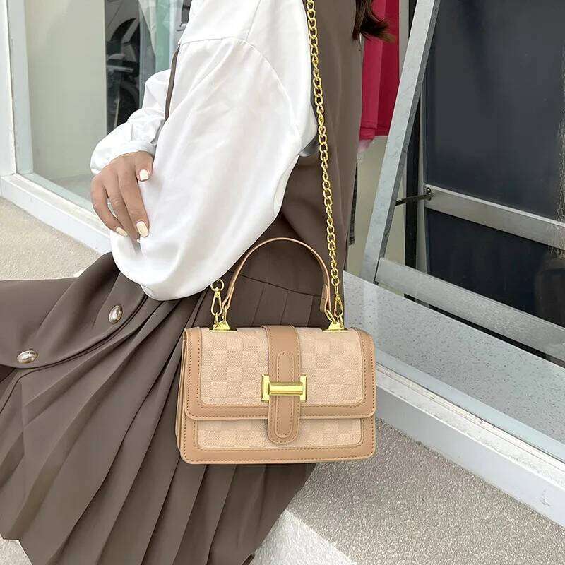 QUEENSHOW High Quality New Women Bags Leather Vintage Chain Single Shoulder Designer Messenger Bag Purses and Handbags Luxe XJ260131