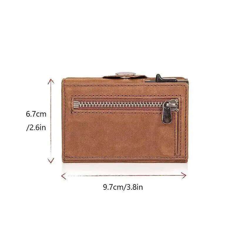 Men Metal Leather Automatic Pop Up Box Purse Multi-card Position Large Capacity Card Clip Portable Moneyclipc