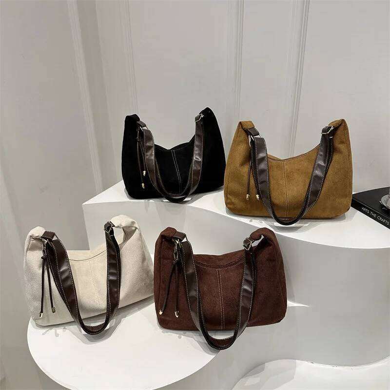 Handbag Purse for Women Suede Shoulder Causal Crossbody Bags Female Luxury Designer Clutch Crescent Hobo Bag XJ260130
